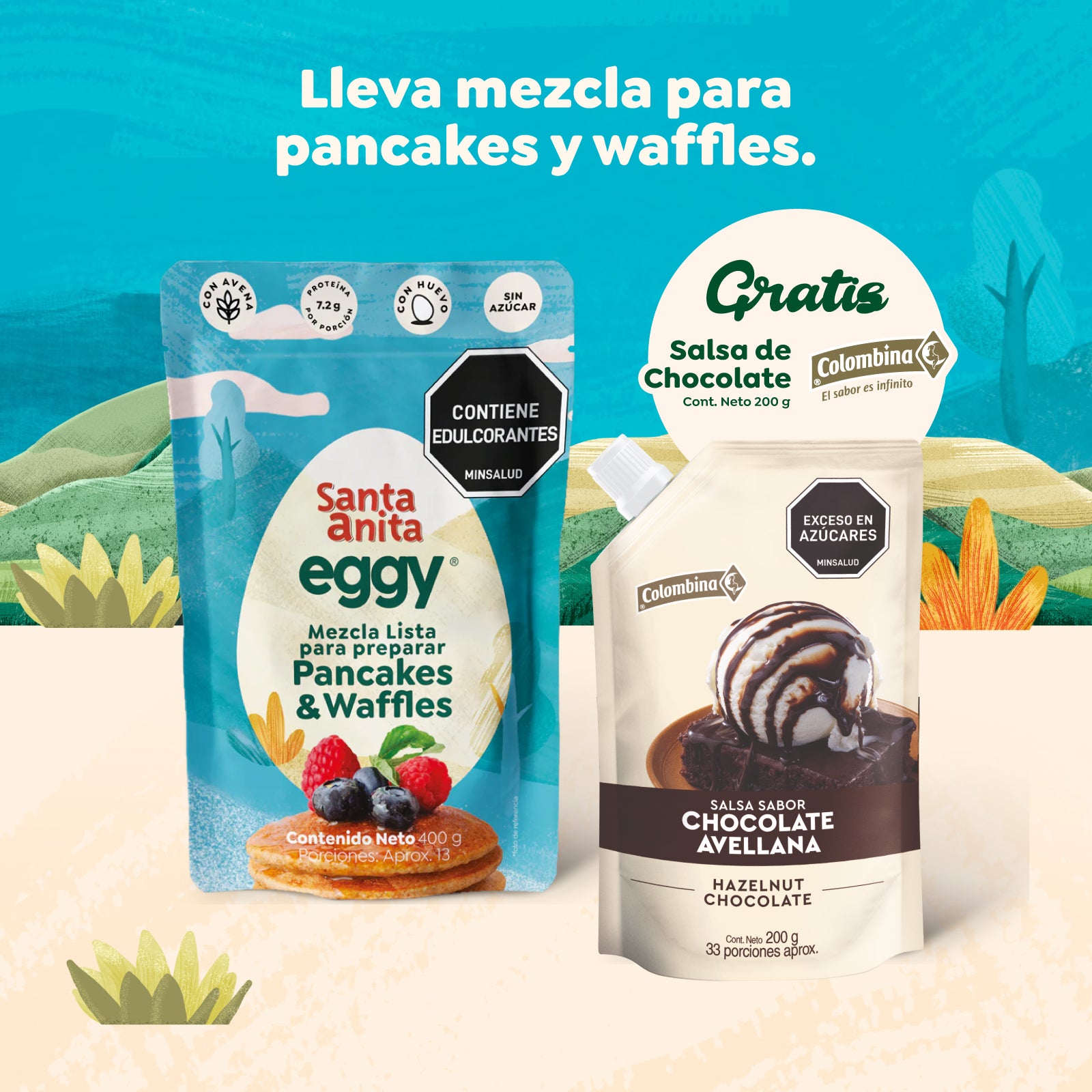 Mezcla para Pancakes y Waffles + Salsa de Chocolate Colombina GRATIS