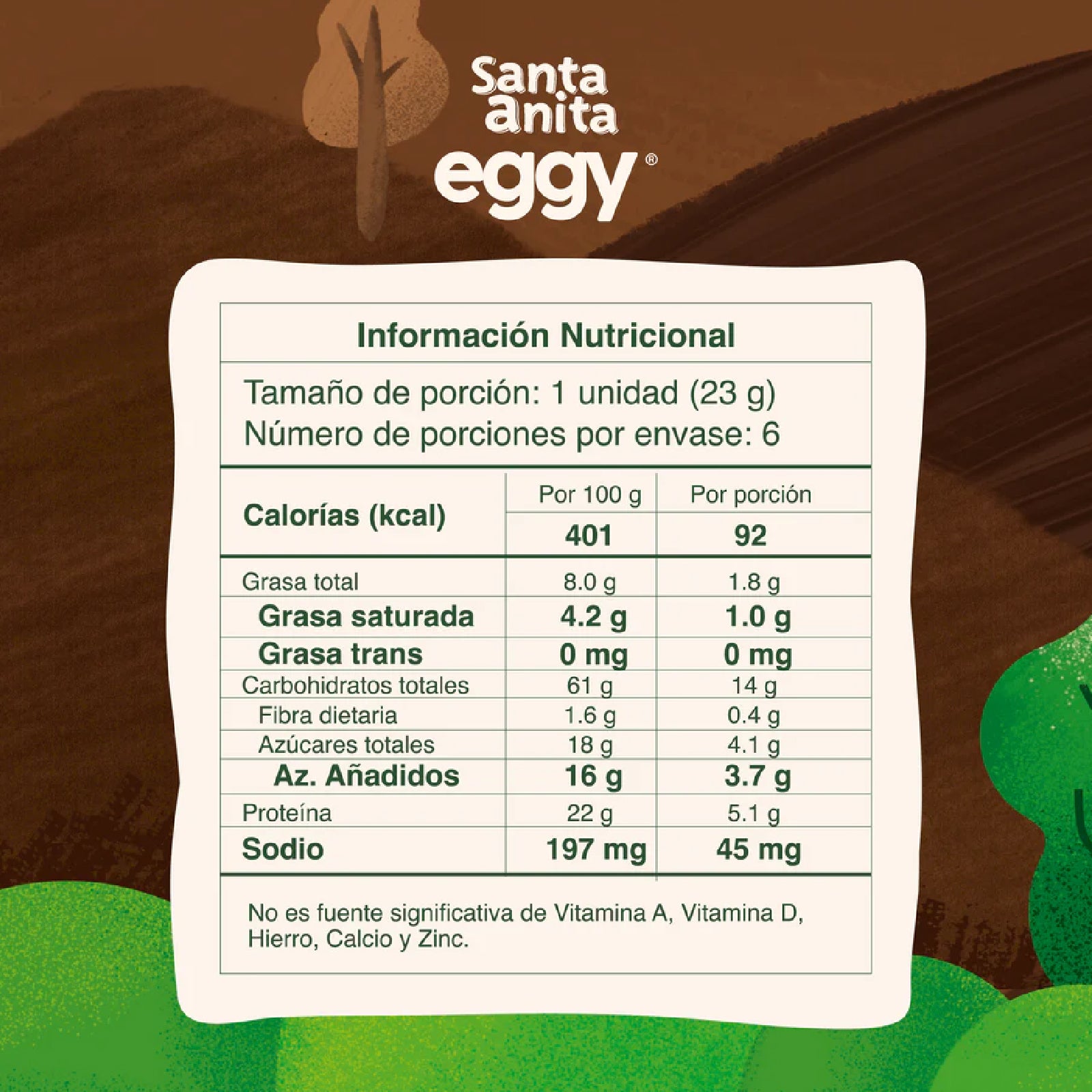 Santa Anita Eggy - Barra de cereal con proteína de huevo sabor a chocolate x 23gr