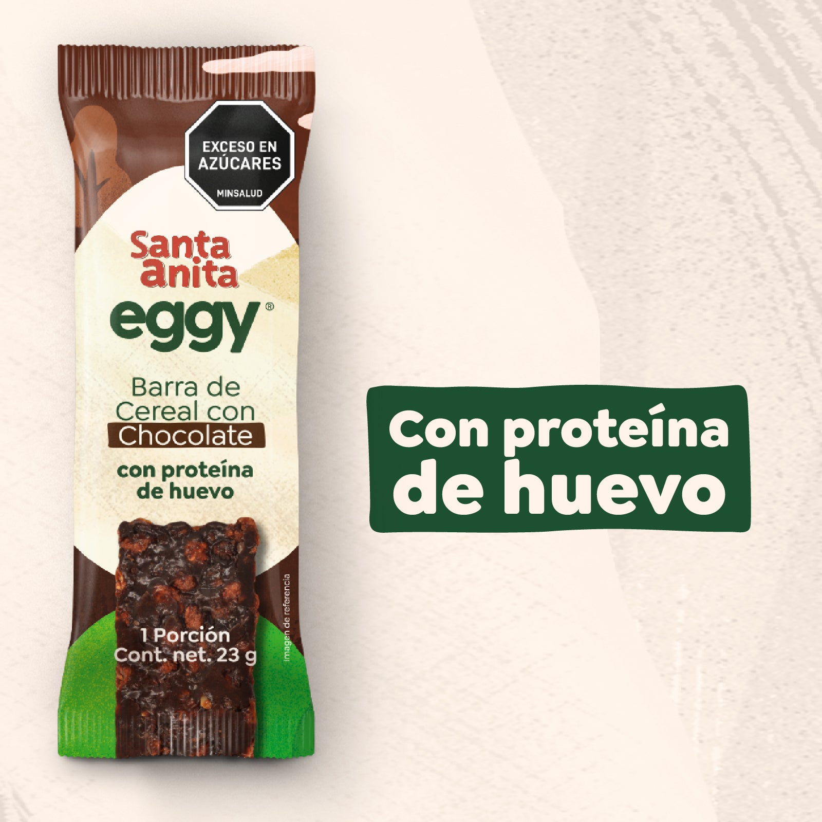 Santa Anita Eggy - Barra de cereal con proteína de huevo sabor a chocolate x 23gr