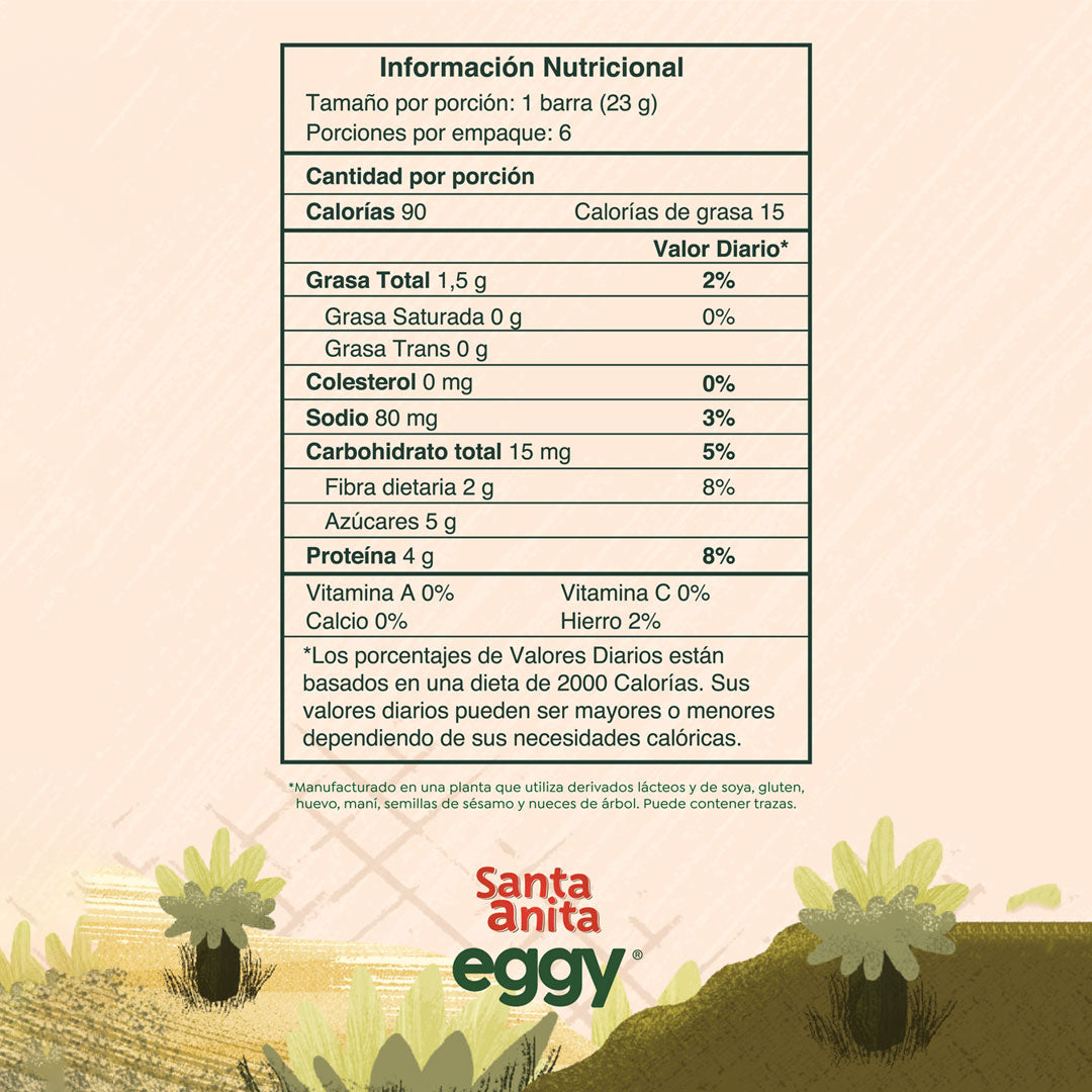 Santa Anita Eggy - Barra de cereal con proteína de huevo sabor a chocolate x 23gr